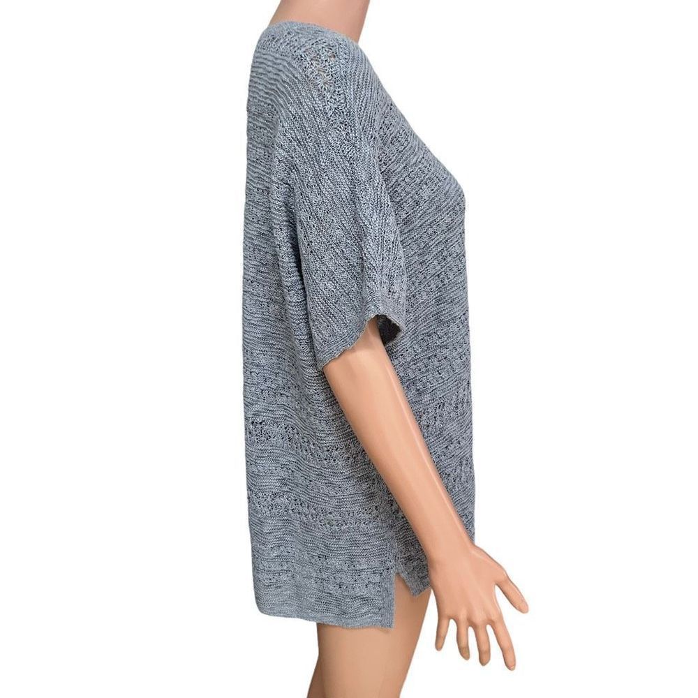 J. Jill Open Knit Sweater Cotton Blend Sz LP Blue/grey NWT - Picture 2 of 7